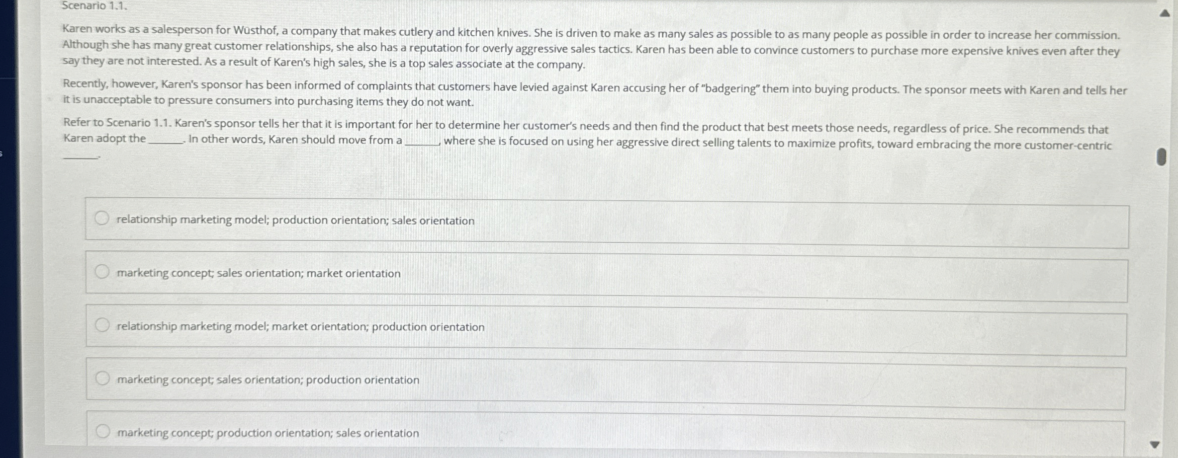 Scenario 1 . 1 . say they are not interested. As