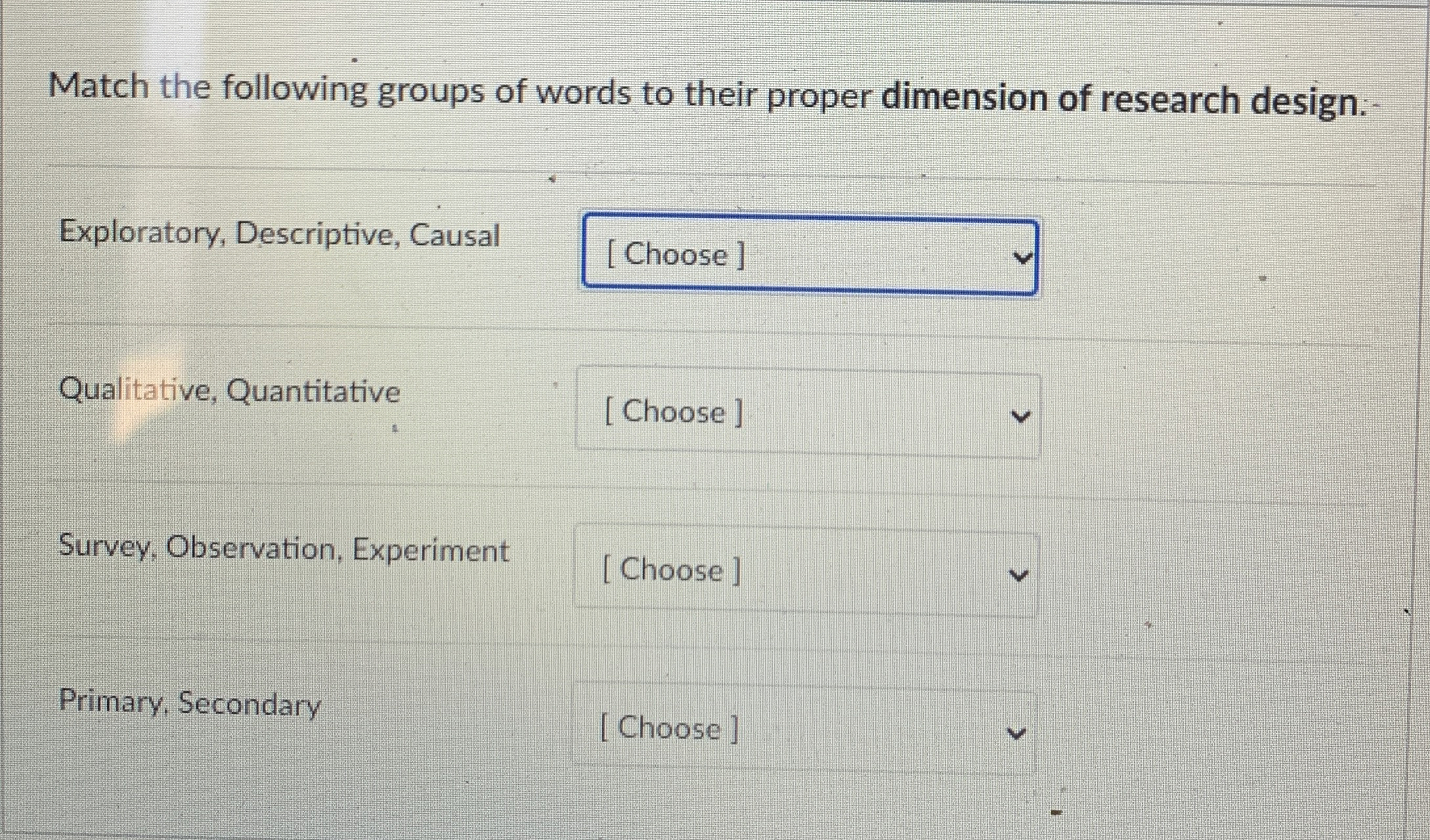 Match the following groups of words to their