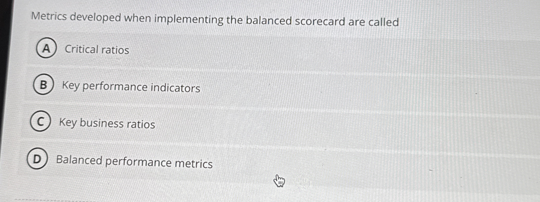 Metrics developed when implementing the balanced