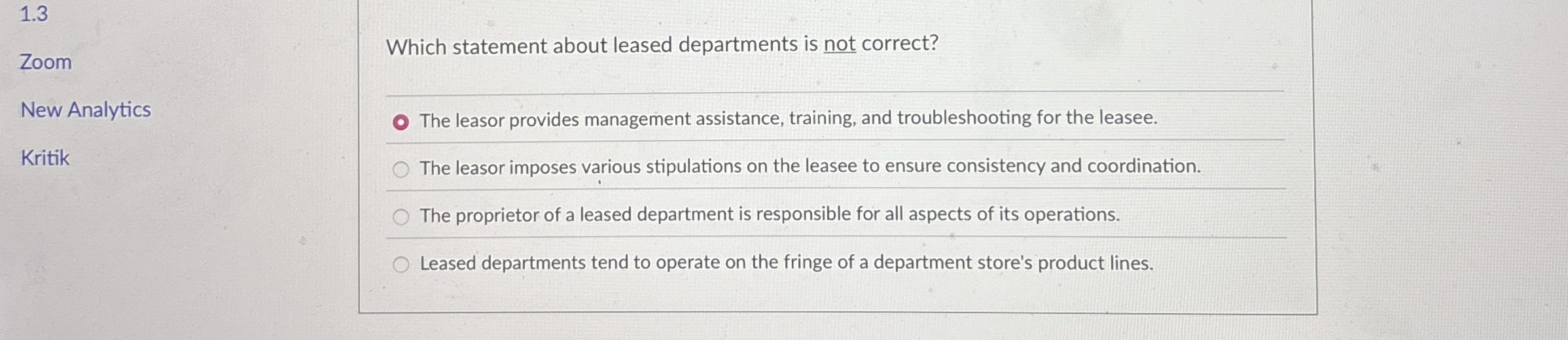 1 . 3 Zoom New Analytics Kritik Which statement