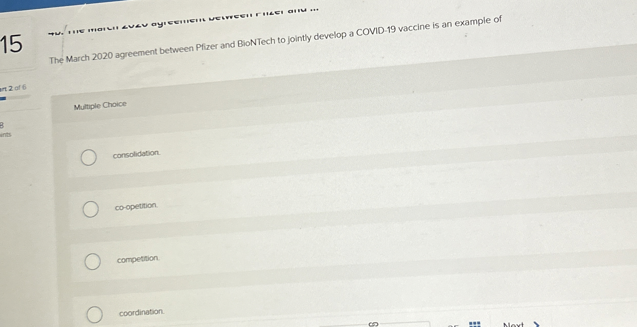 The March 2 0 2 0 agreement between Pfizer and