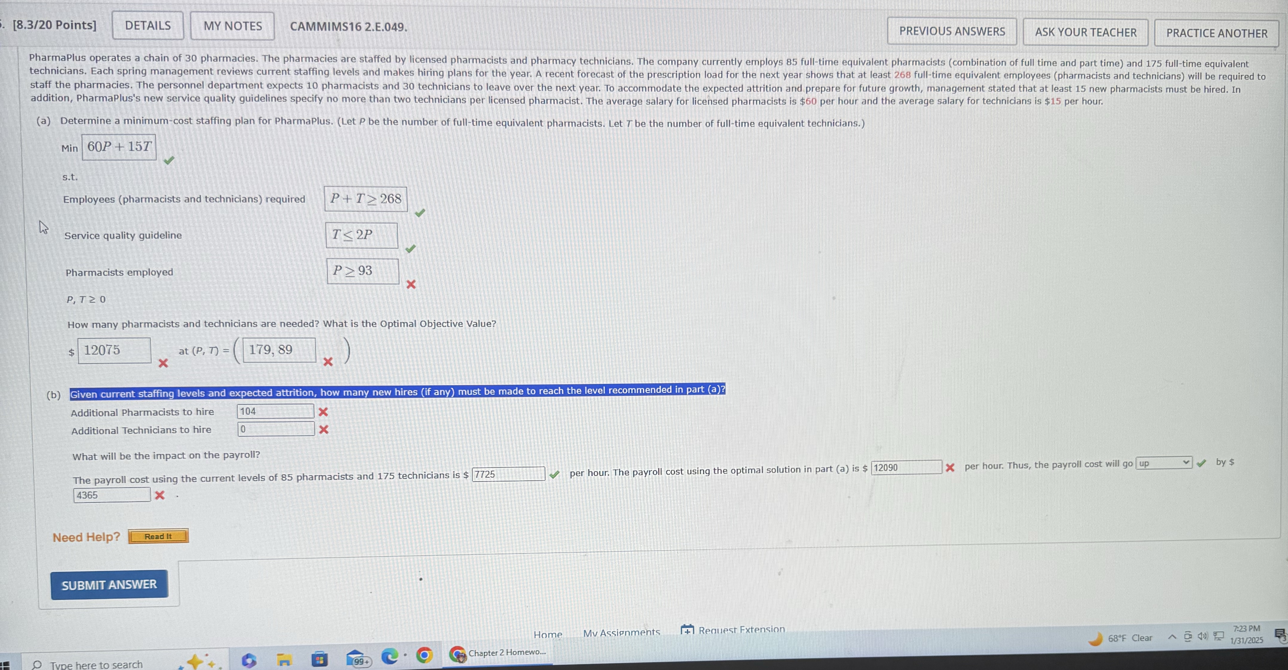 [ 8 . 3 / 2 0 Points ] DETAILS CAMMIMS 1 6 2 . E