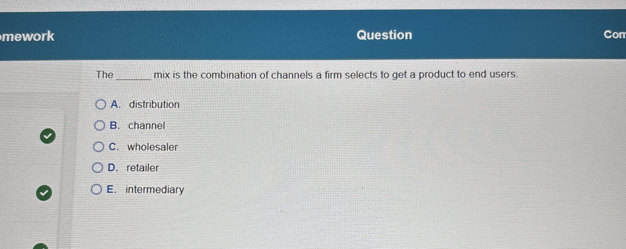 Question The mix is the combination of channels a