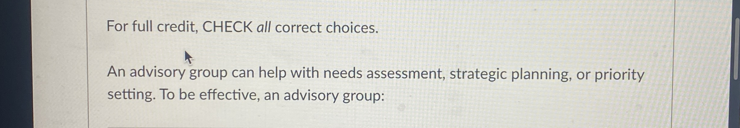 For full credit, CHECK all correct choices. An