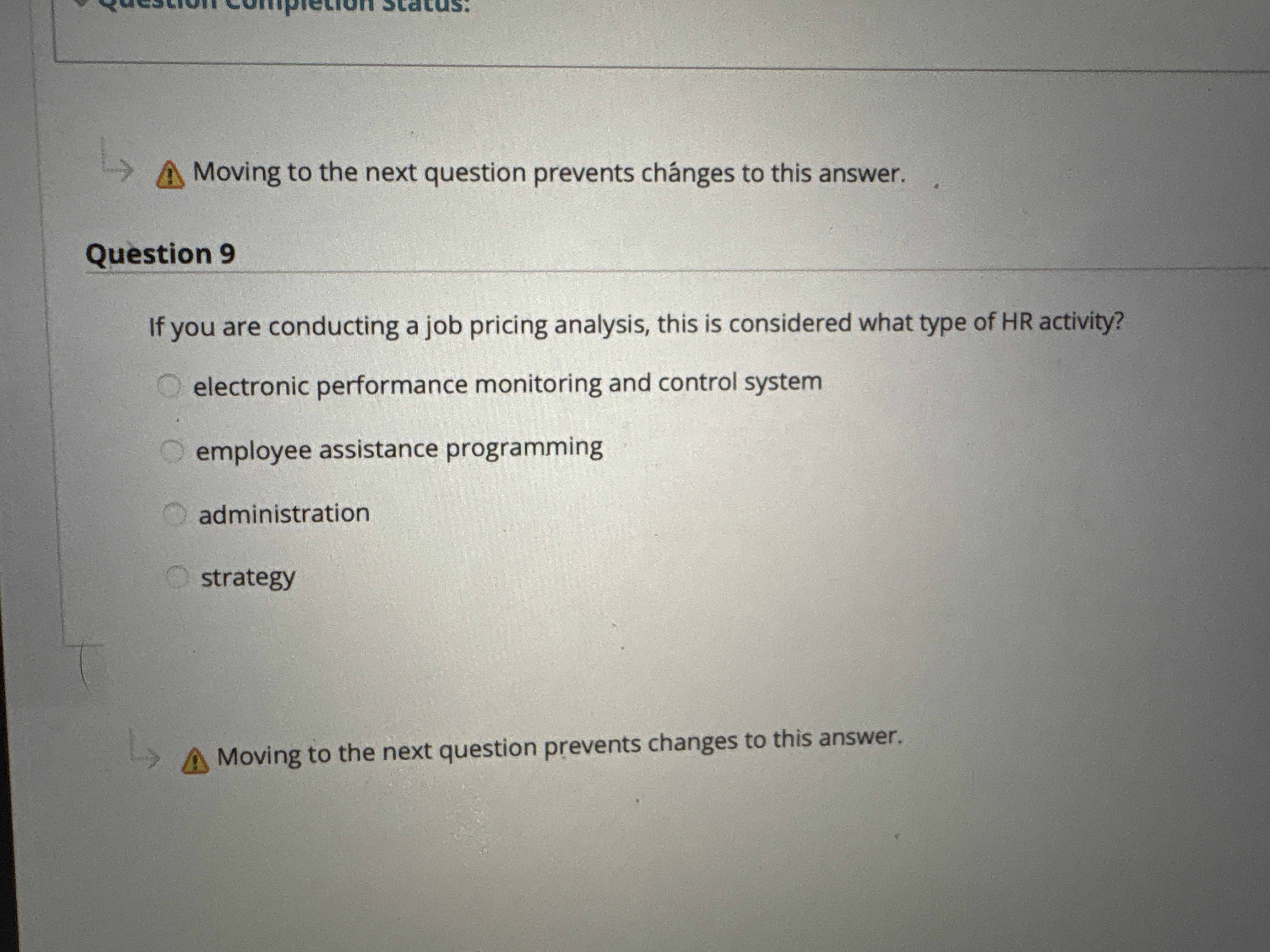 Question 9 If you are conducting a job pricing