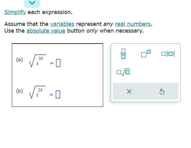 Simplify each expression. Assume that the