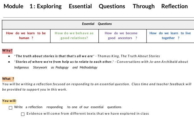 Module 1: Exploring Essential Questions Through