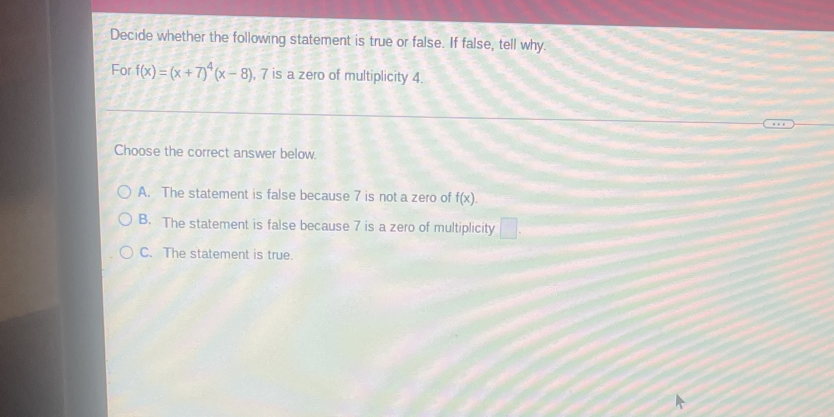 Decide whether the following statement is true or