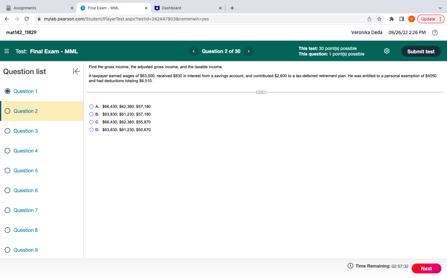 Assignments X Final Exam - MML X Dashboard X +  style=