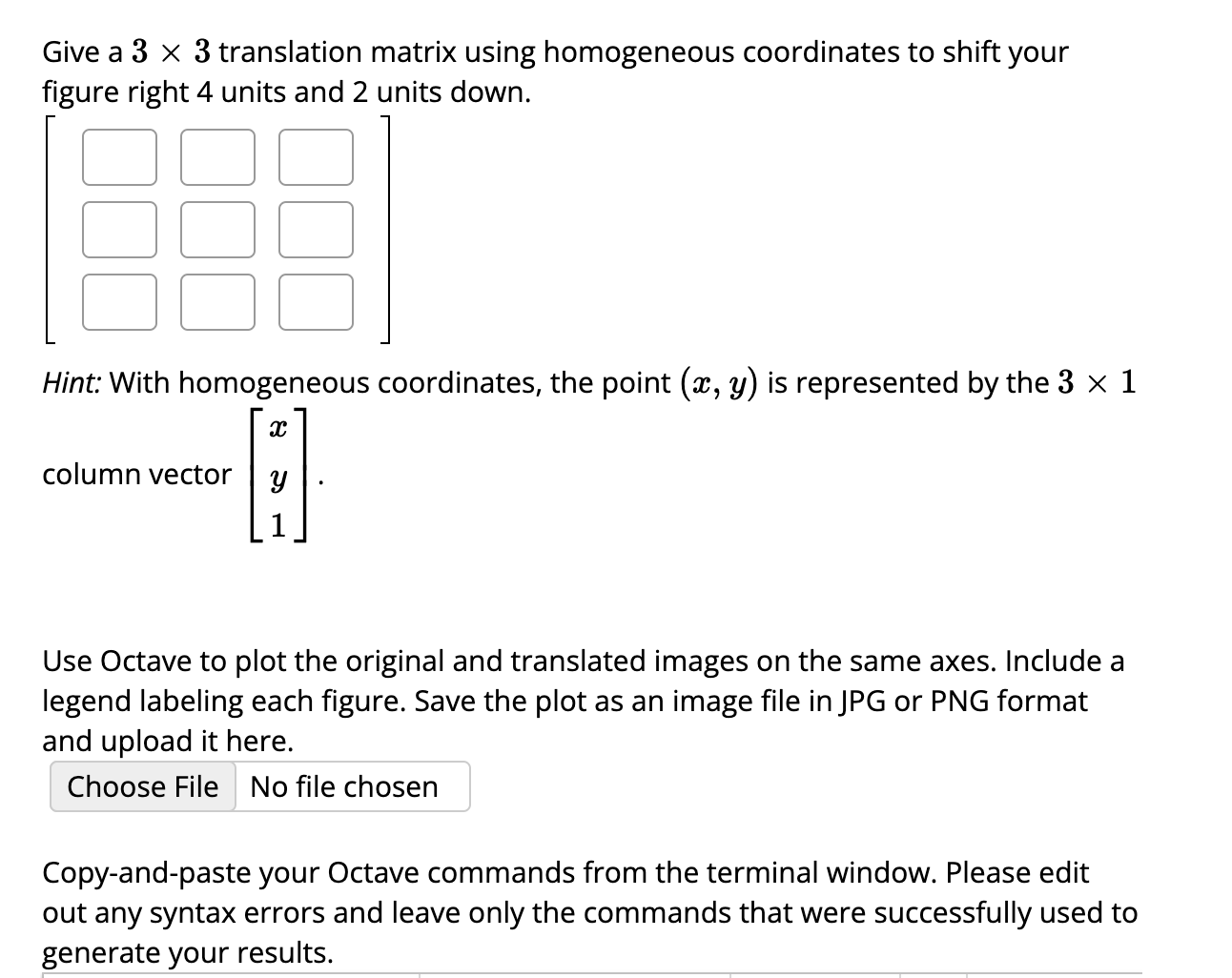 Create a data matrix that corresponds to a