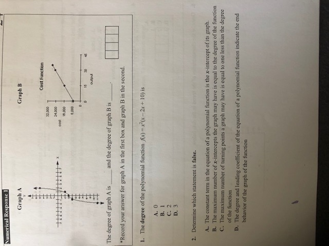 1. Numerical Response 1 Graph A Graph B Cost