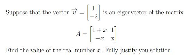Suppose that the vector = is an eigenvector of