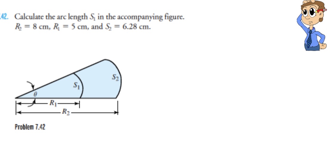 42. Calculate the are length S, in the