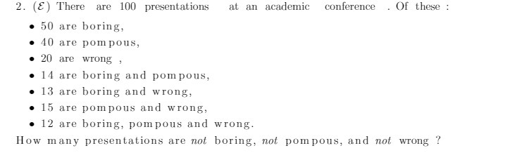 2. (& ) There are 100 presentations at an