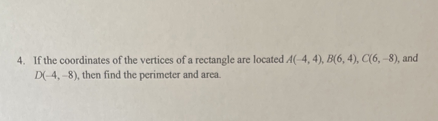 4. If the coordinates of the vertices of a
