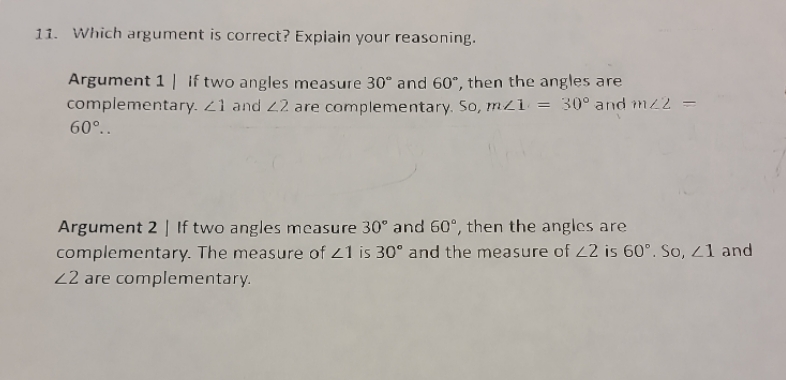11. Which argument is correct? Explain your