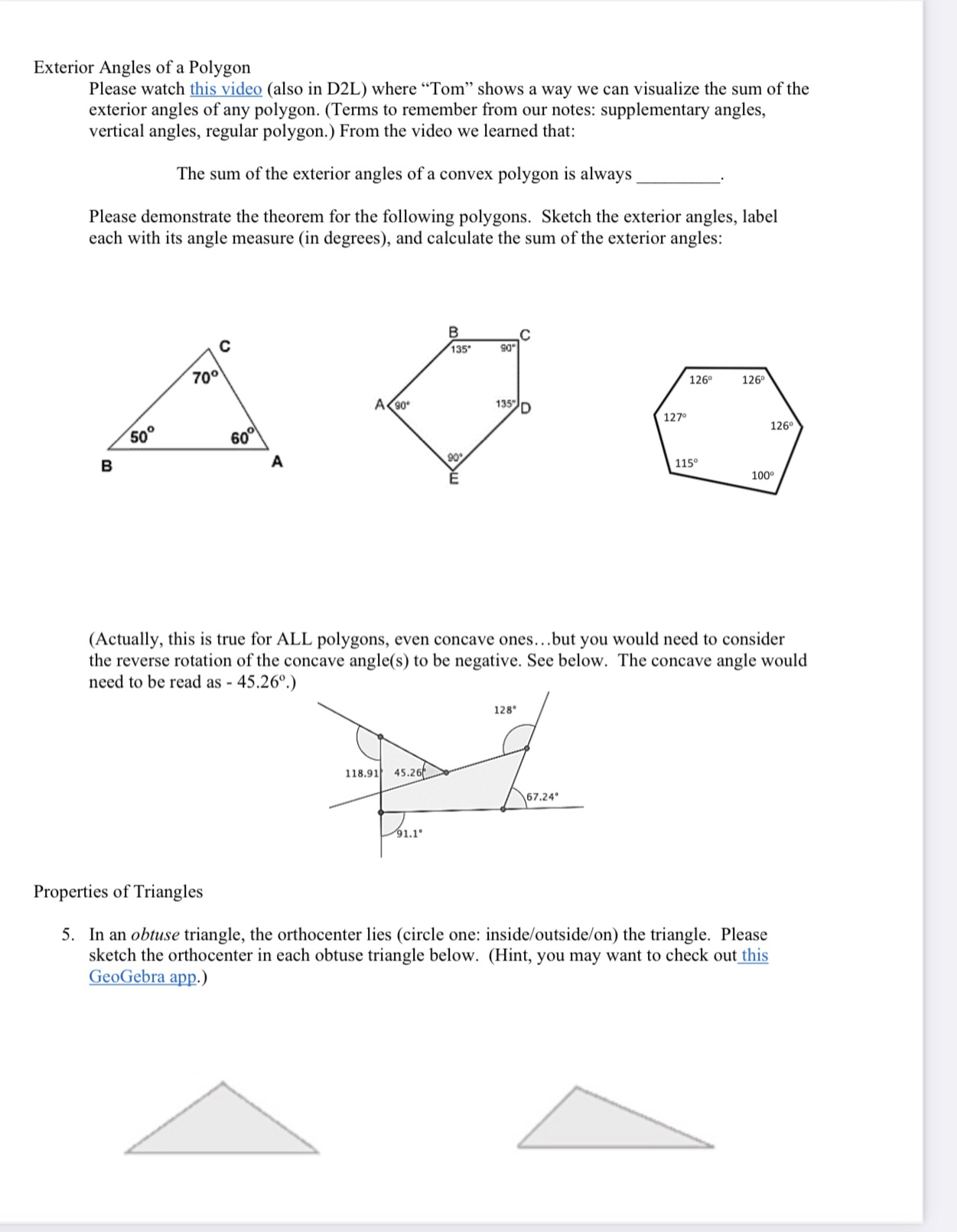 Exterior Angles of a Polygon Please watch this