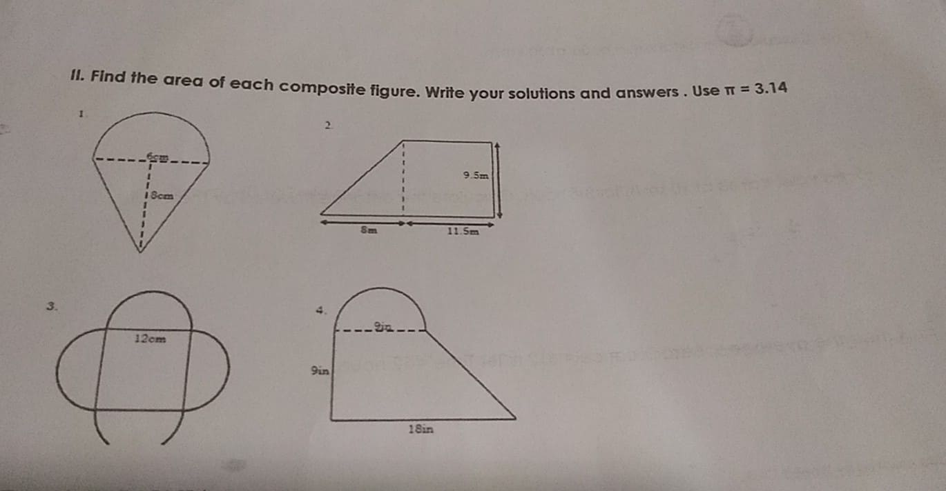 Find the area of each composite figure. Provide