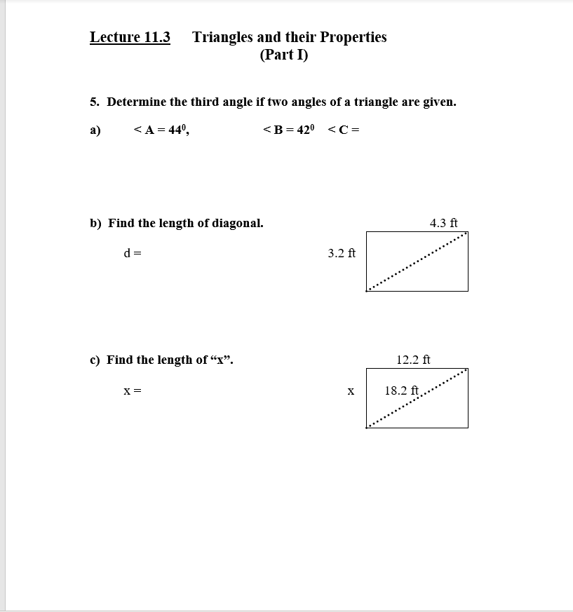 Section 11.1 Lines and Angles 1. Change the
