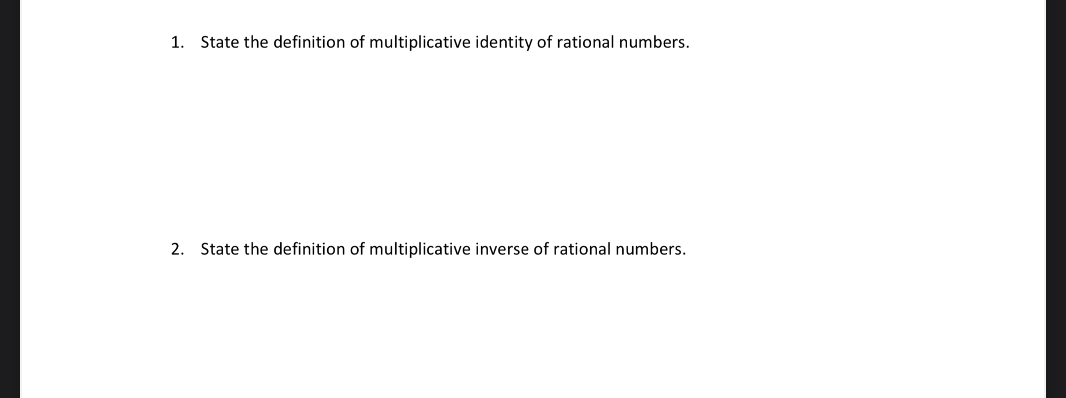 1. State the definition of multiplicative