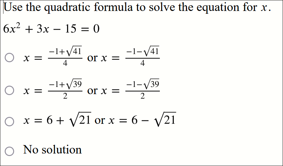 please help Use the quadratic formula to solve