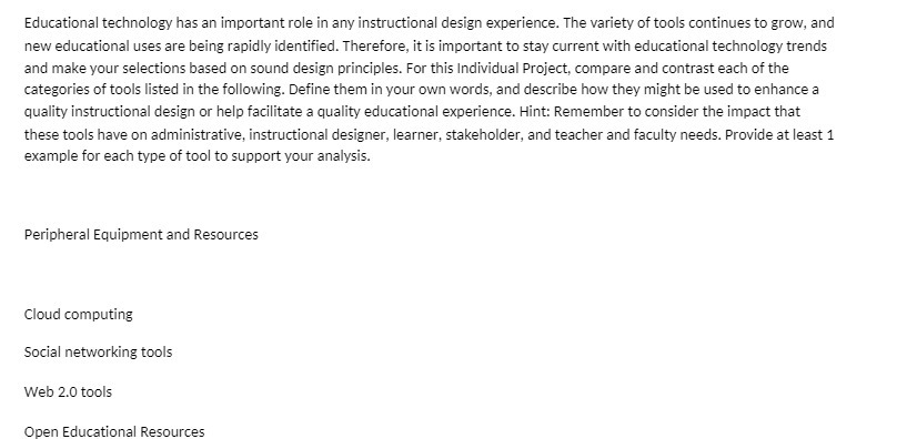 Educational technology has an important role in