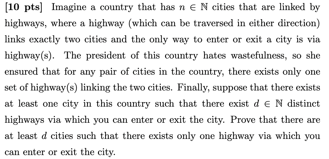 This question involves graph theory [10 pts]