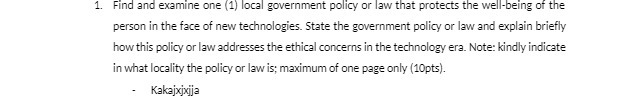 1. Find and examine one (1) local government