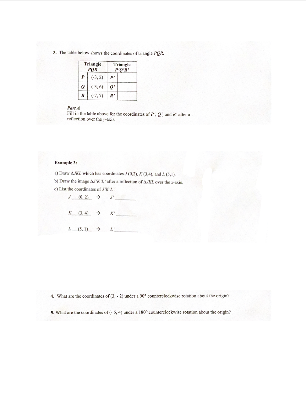 .......... 3. The table below shows the
