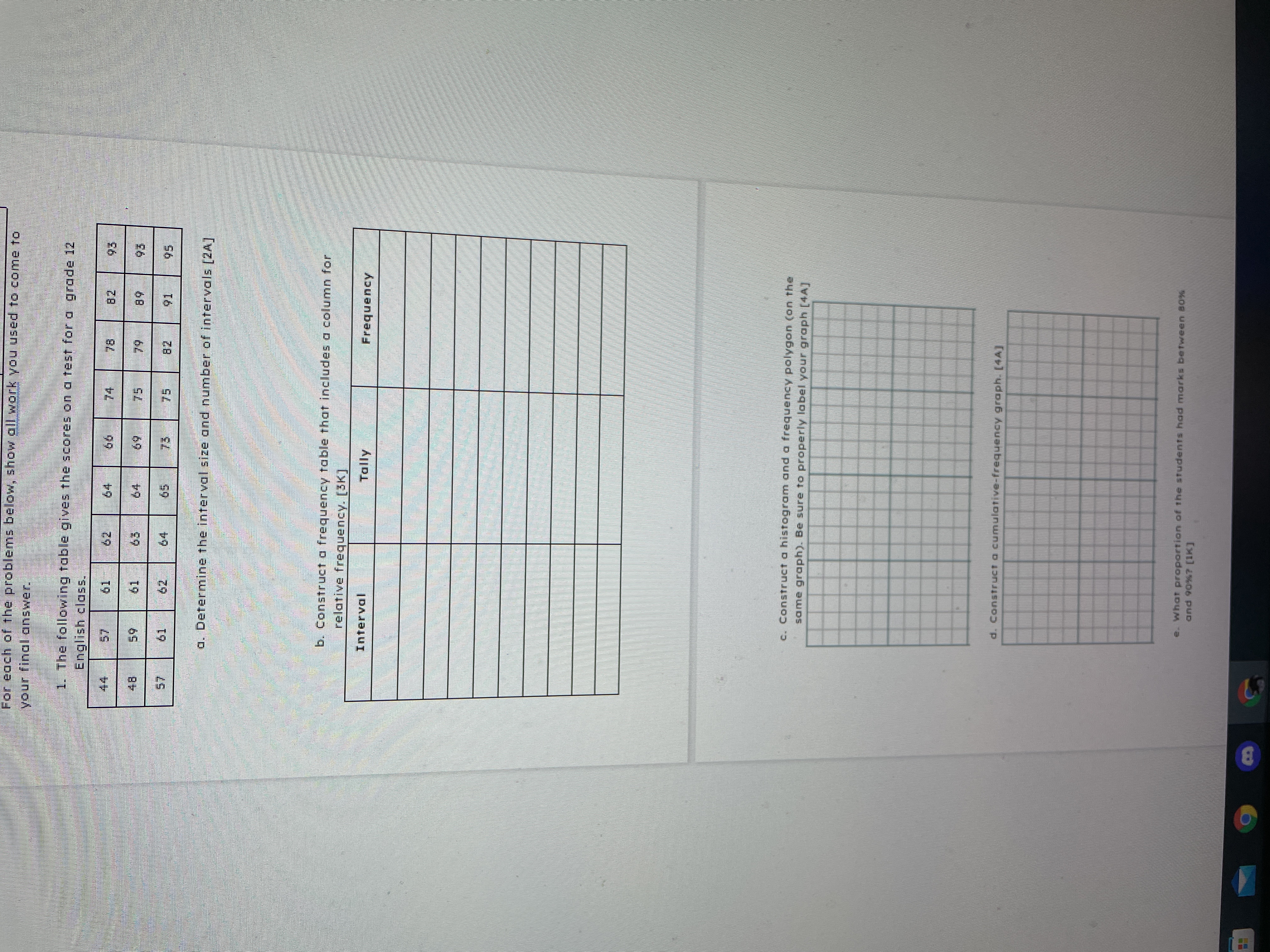 For each of the problems below, show all work you