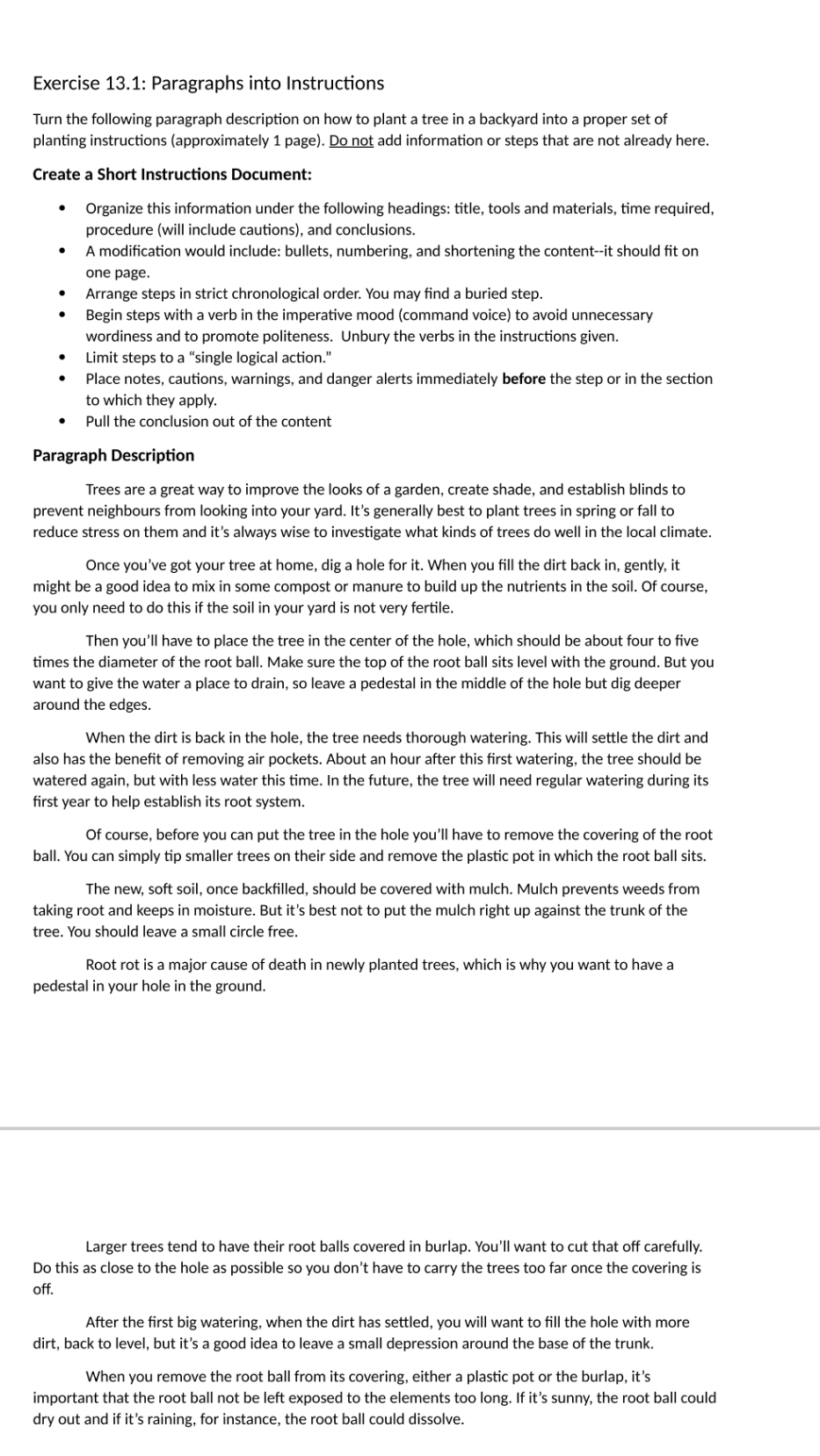 be oriented Exercise 13.1: Paragraphs into