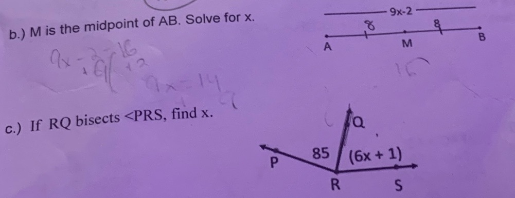 Please help, thank you! b.) M is the midpoint of