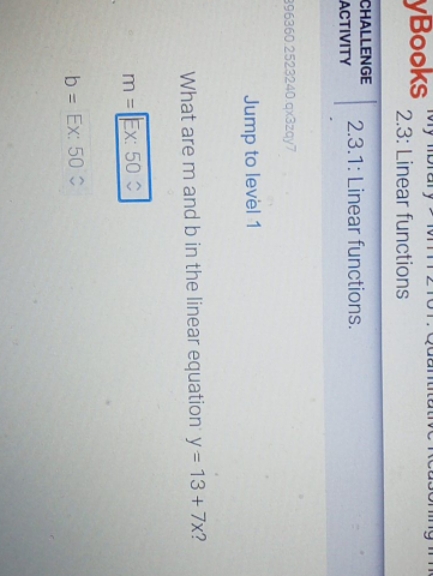 please help solve yBooks 2.3: Linear functions
