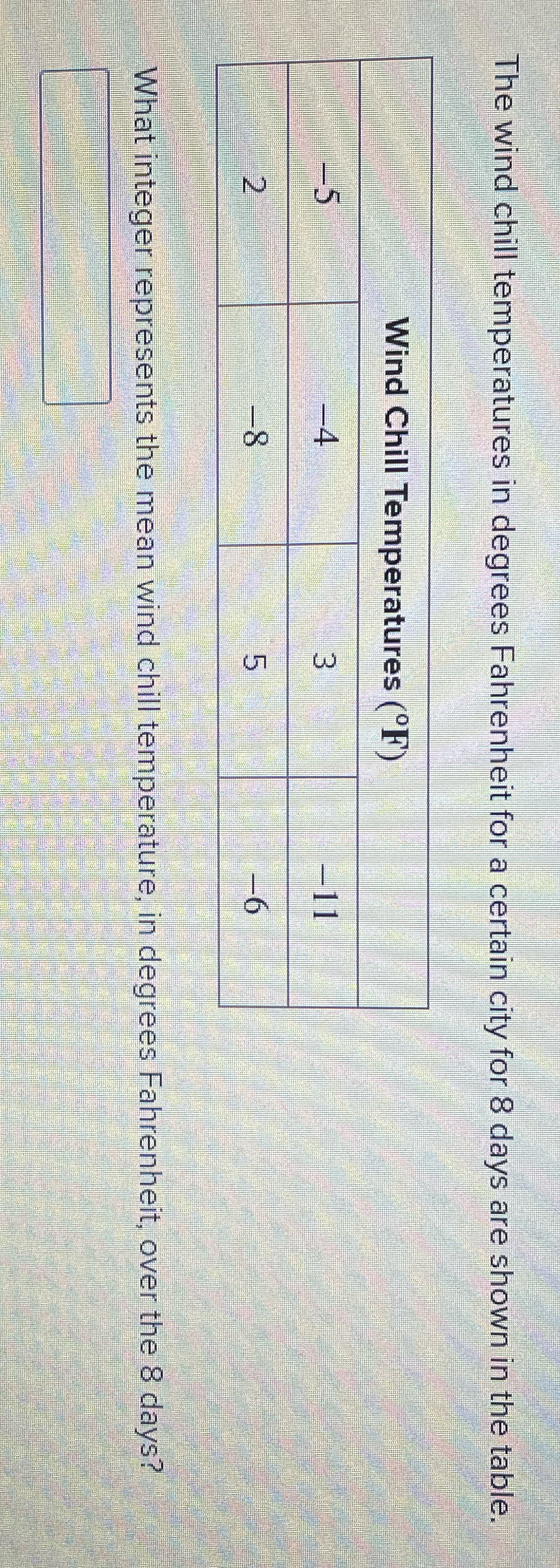 What integer represents the mean with chill