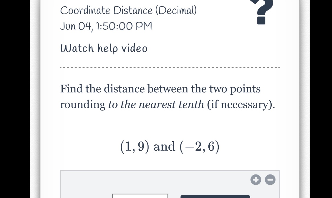 Coordinate Distance (Decimal) Jun 04, 1:50:00 PM