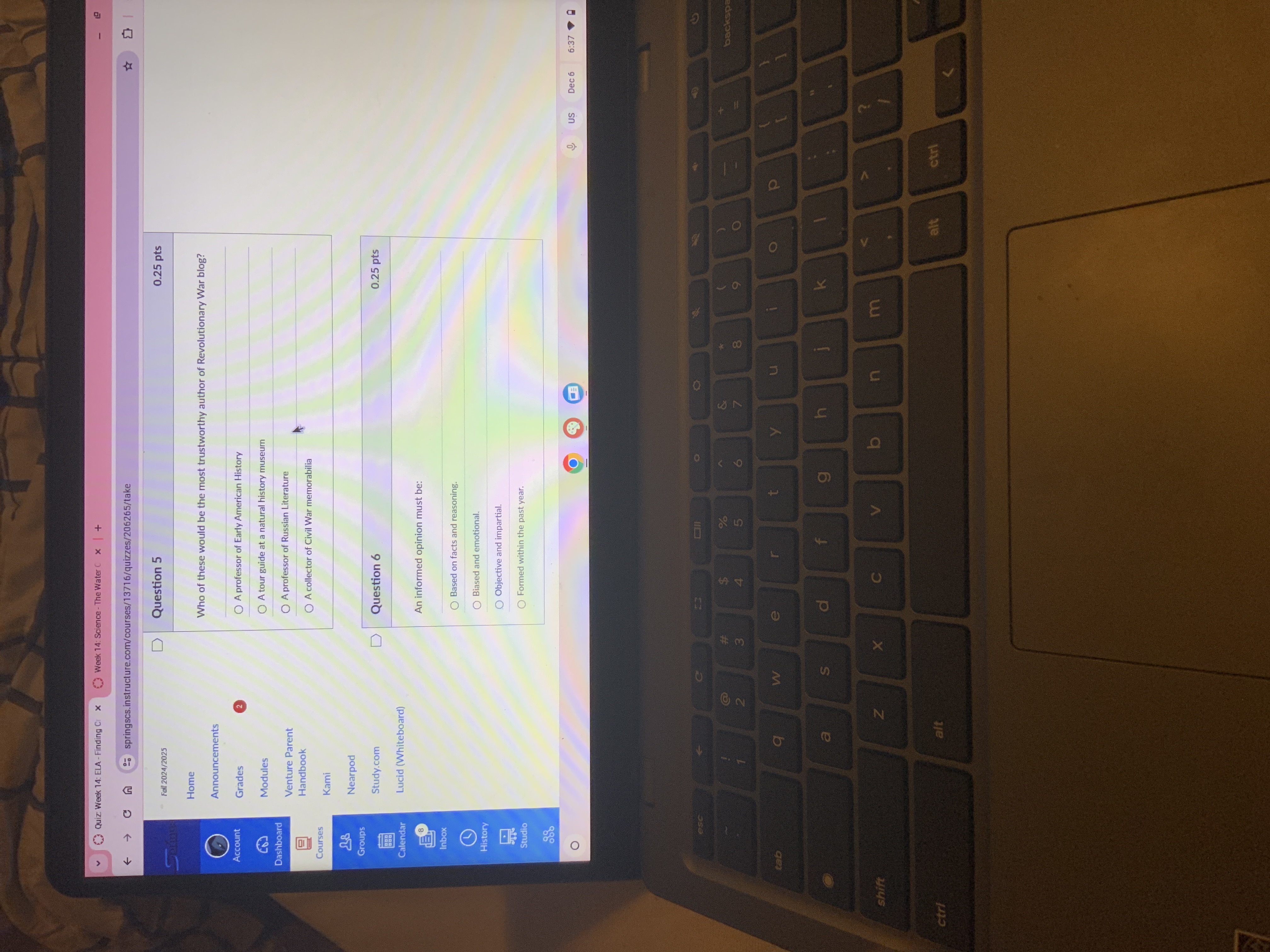 Quiz: Week 14: ELA - Finding Ci x Week 14: