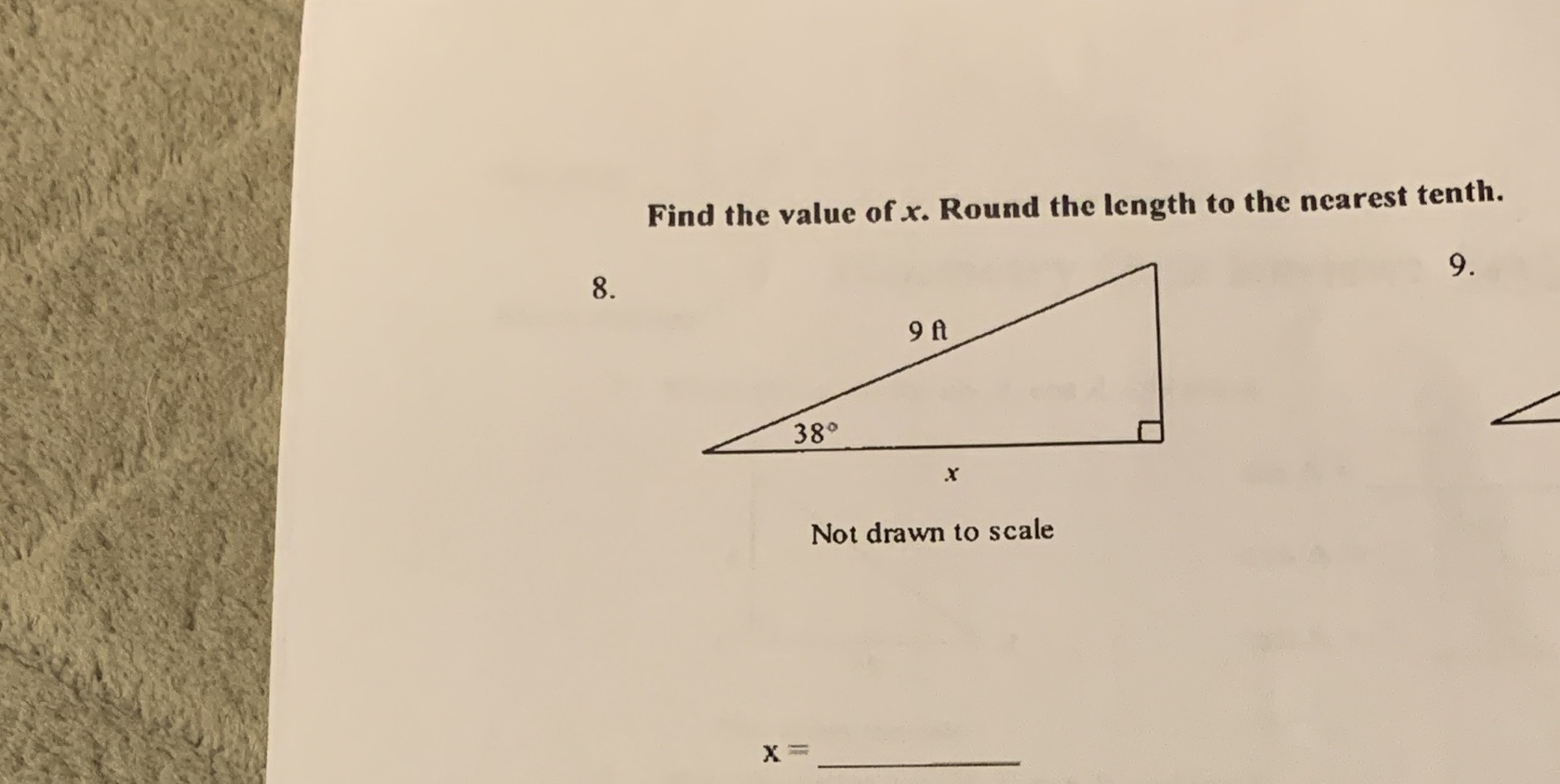 Find the value of x. Round the length to the
