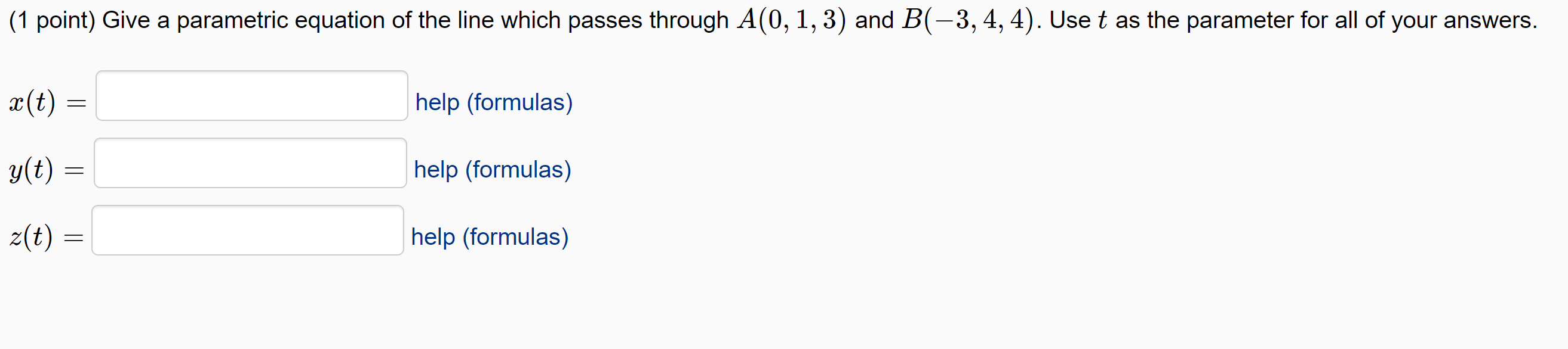An implicit equation for the plane passing