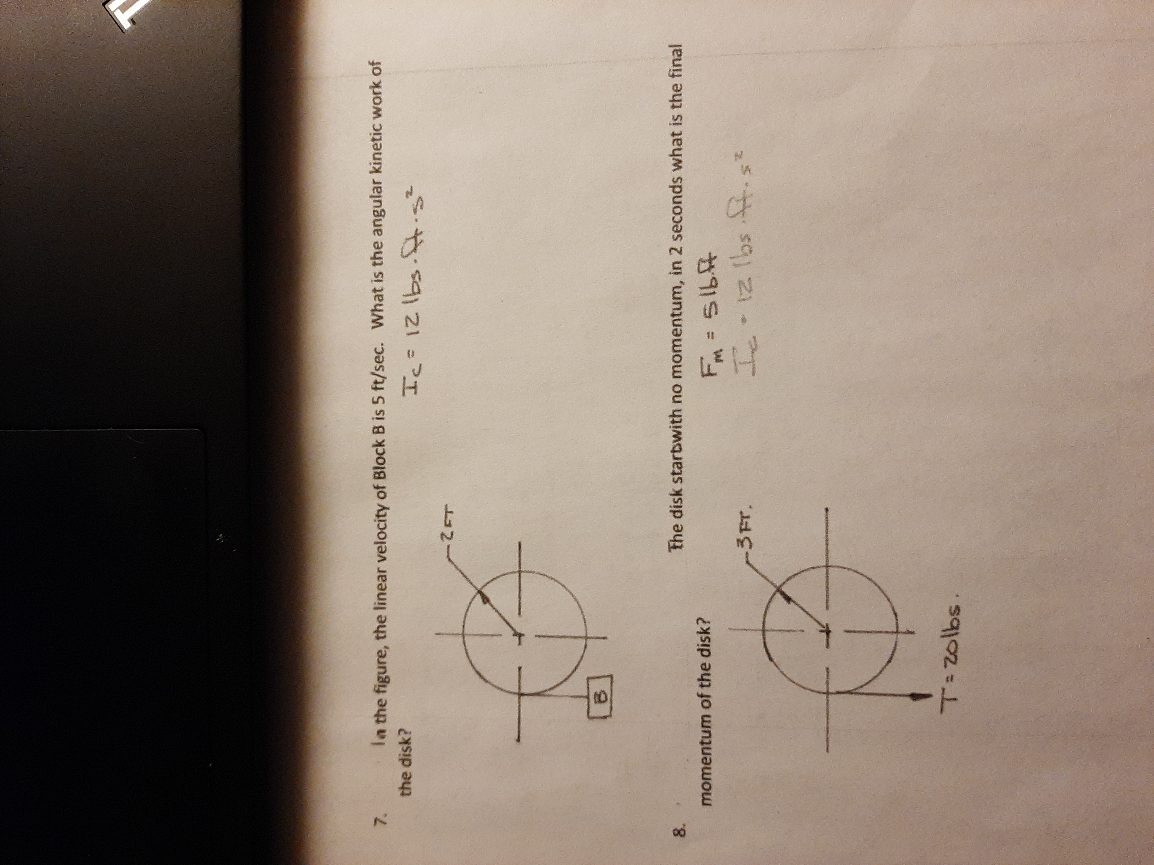 7. In the figure, the linear velocity of Block B