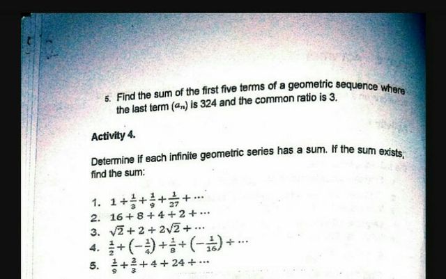 5. Find the sum of the first five terms of a