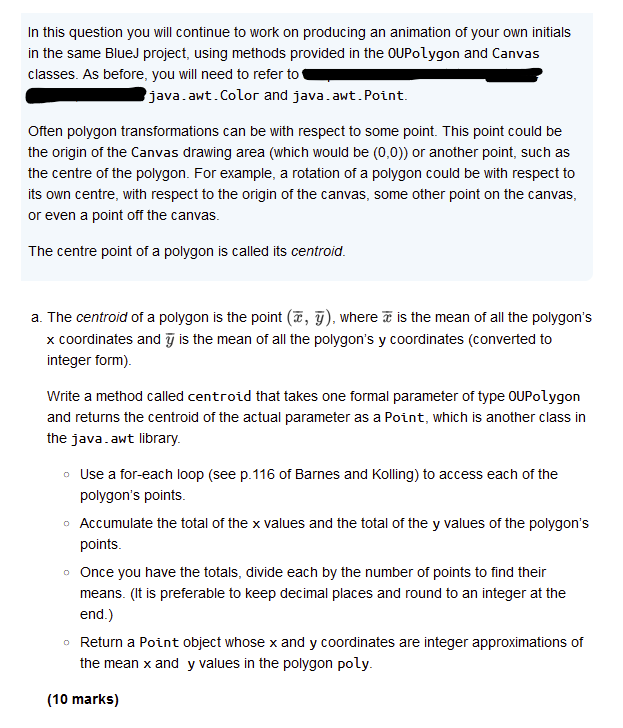 My code: import m250.library.OUPolygon; import