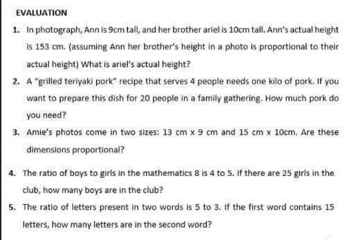 ASSIGNMENT 1. The ratio of the length to the