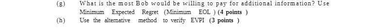 (8) What is the most Bob would be willing to pay
