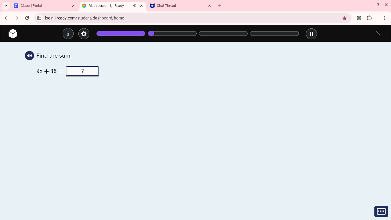 w C Clever | Portal X Math Lesson 1, i-Ready X