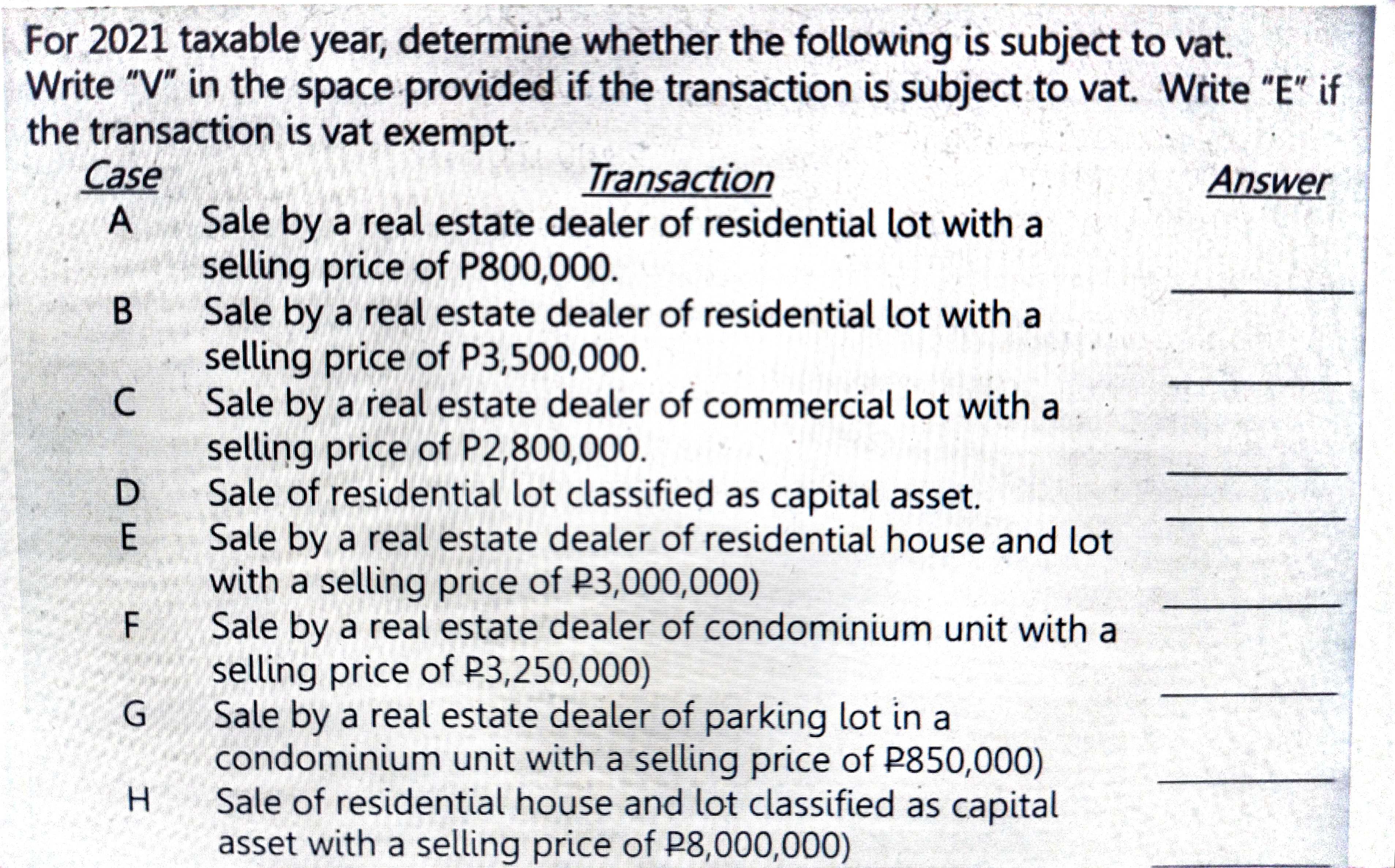For 2021 taxable year, determine whether the