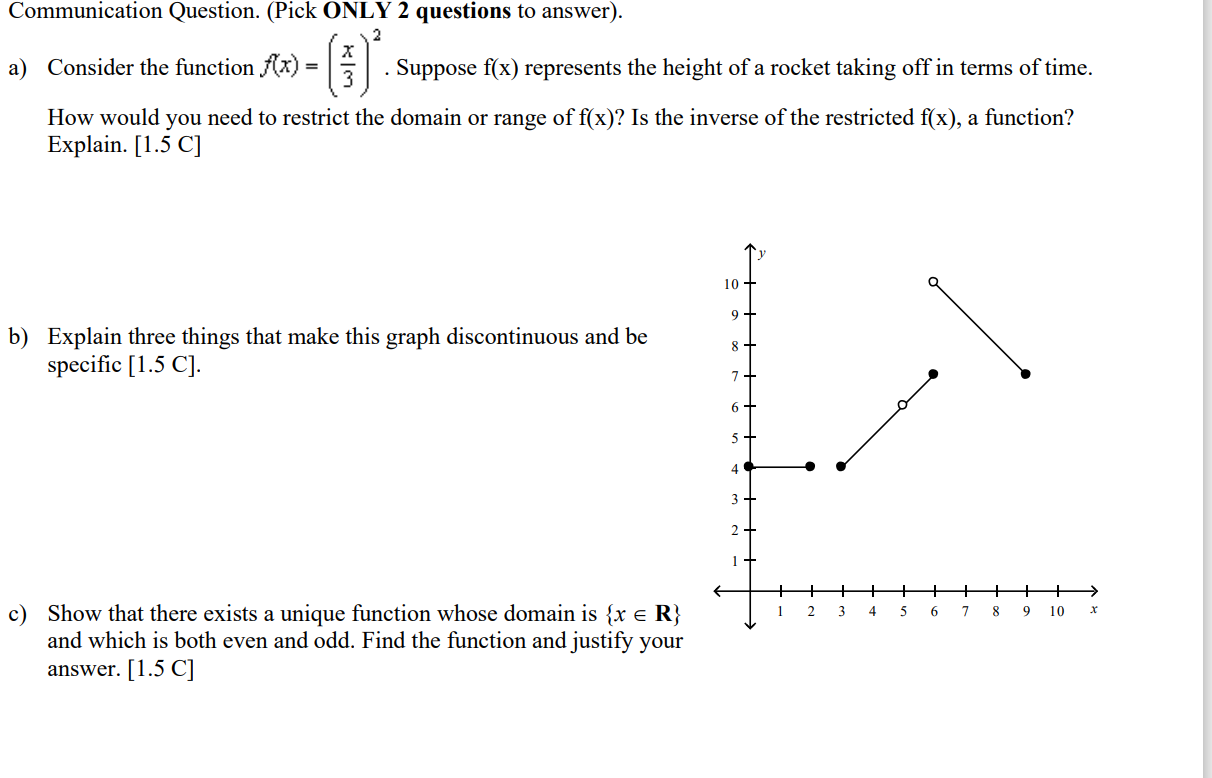 Communication Question. (Pick ONLY 2 questions to