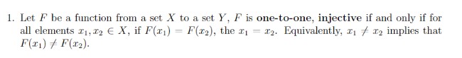 1. Let F be a function from a set X to a set Y, F