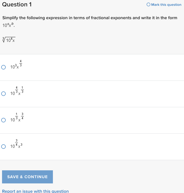 Question 1 O Mark this question Simplify the
