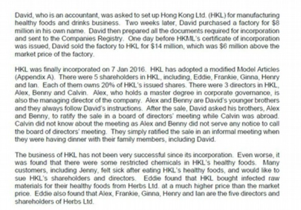 David, who is an accountant, was asked to set up