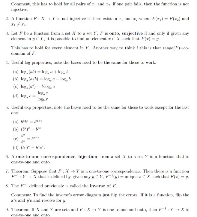 1. Let F be a function from a set X to a set Y, F